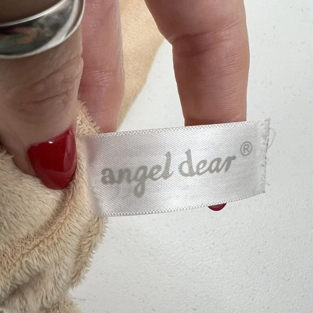 Angel Dear‎ Lovey Baby Security Blanket Plush Brown Tan Puppy Embroidered Face